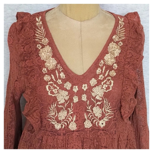 Entro Embroidered Lace Ruffle Baby Doll Dress - Picture 3 of 7